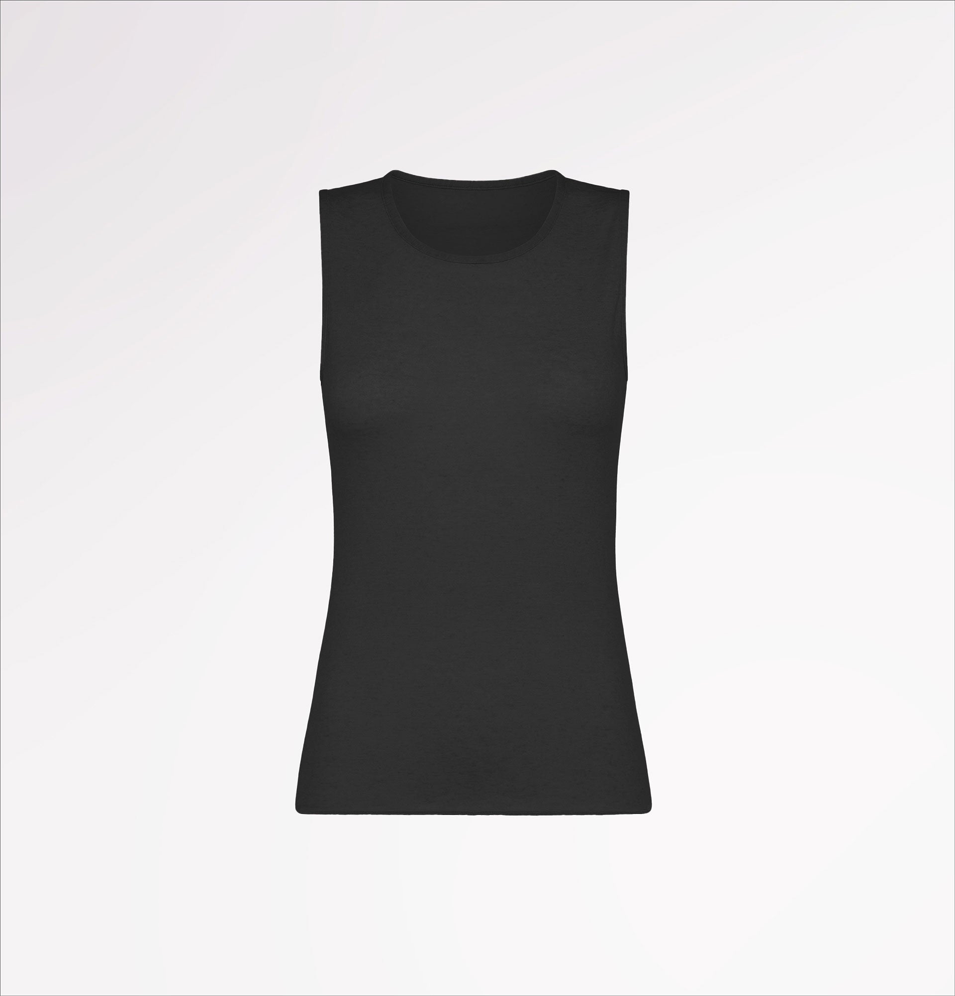 Crew-neck tank top in TENCEL™ cashmere with wide shoulders