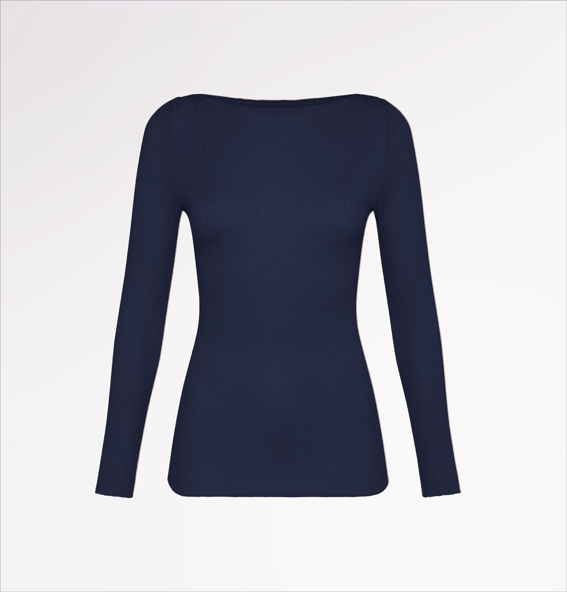 Long-sleeved ribbed TENCEL™ cashmere boat-neck sweater