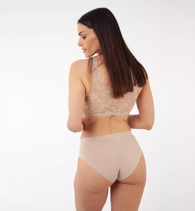 Laser cut high-waisted briefs in natural fabric