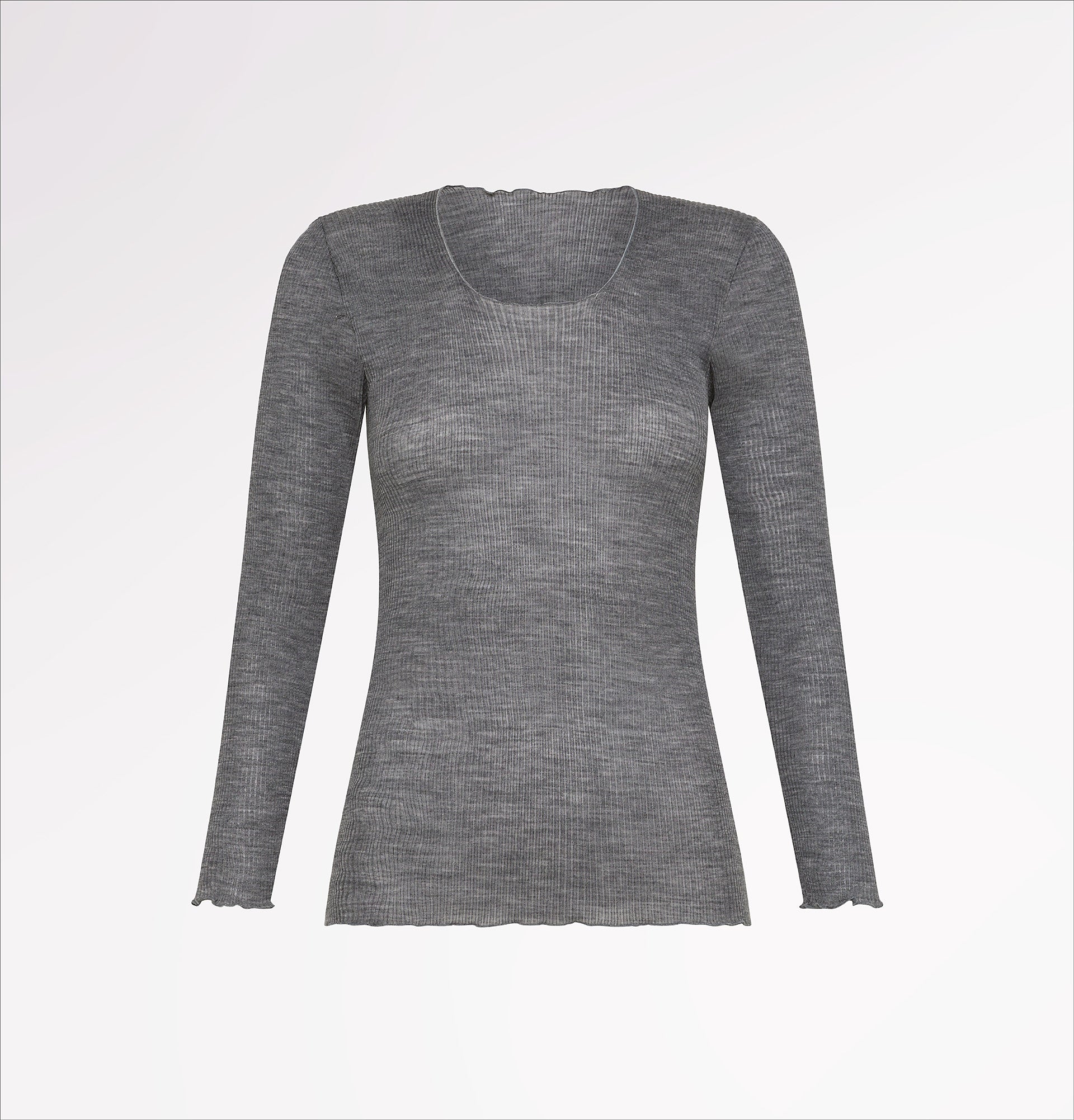 Long-sleeved wool crew-neck sweater