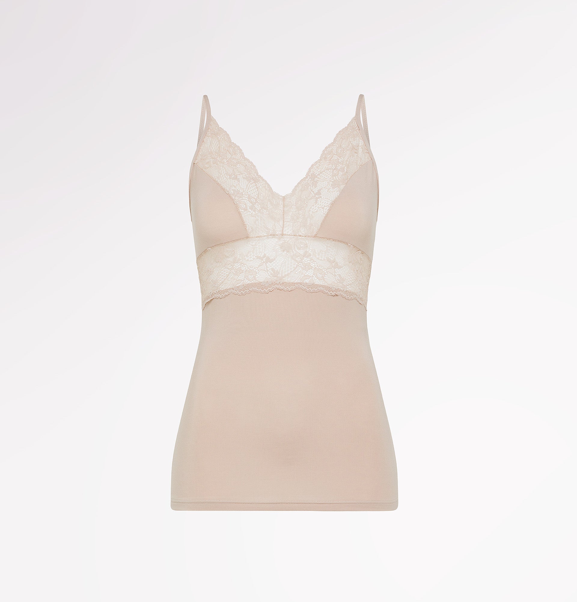 Tank top in natural fabric and biodegradable lace