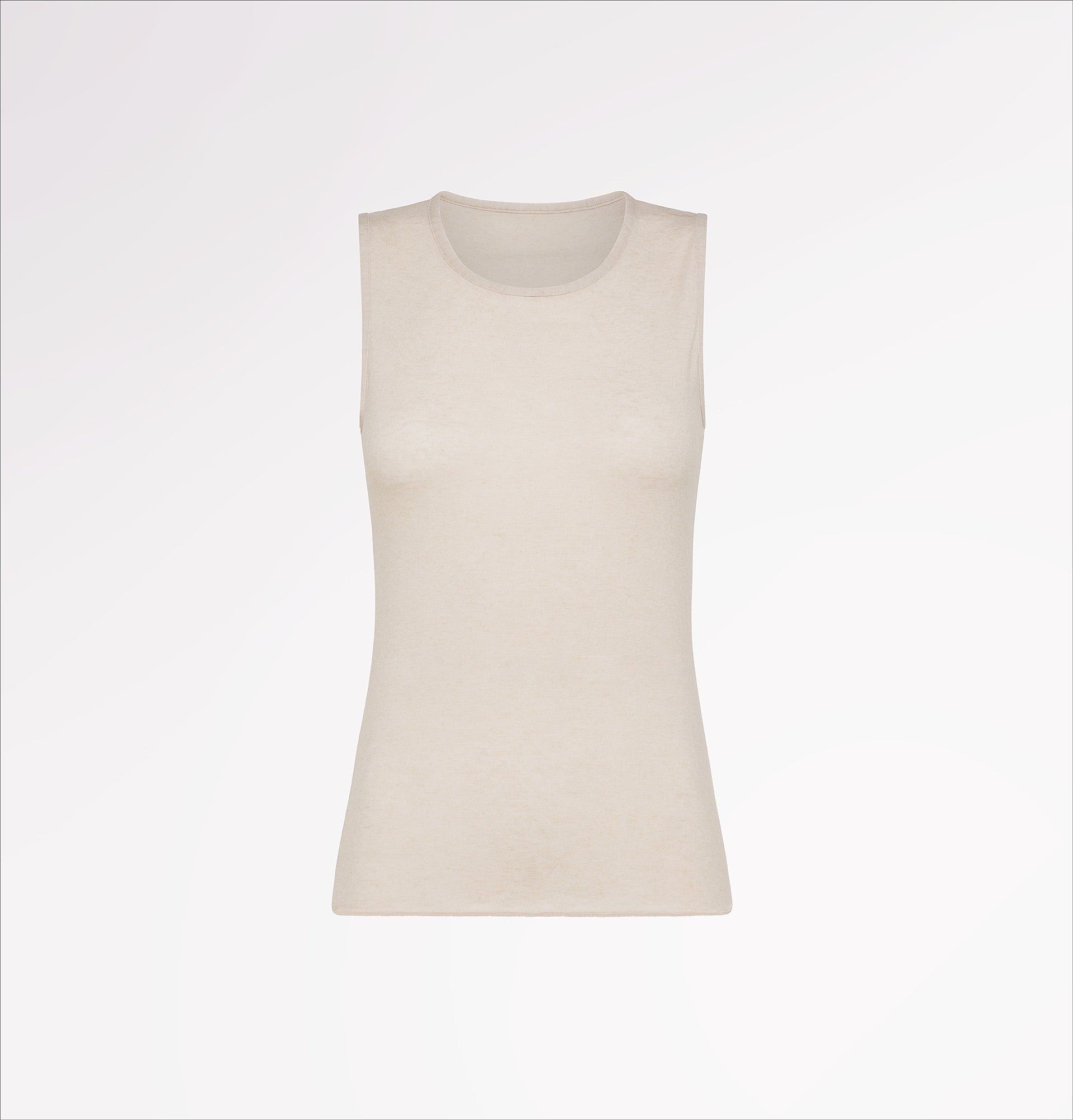 Crew-neck tank top in TENCEL™ cashmere with wide shoulders