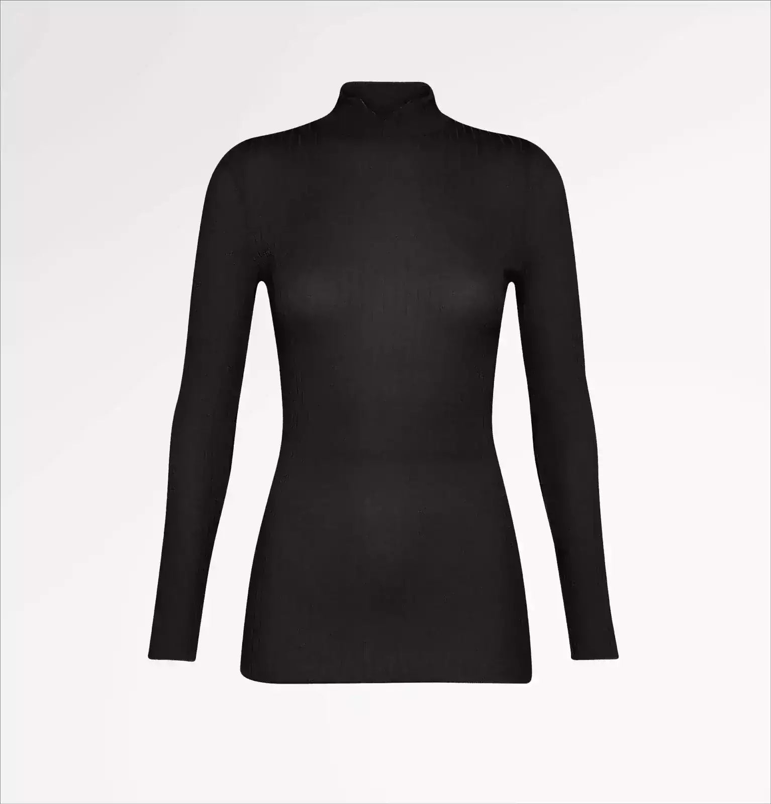 V-neck turtleneck in ribbed TENCEL™ cashmere with long sleeves