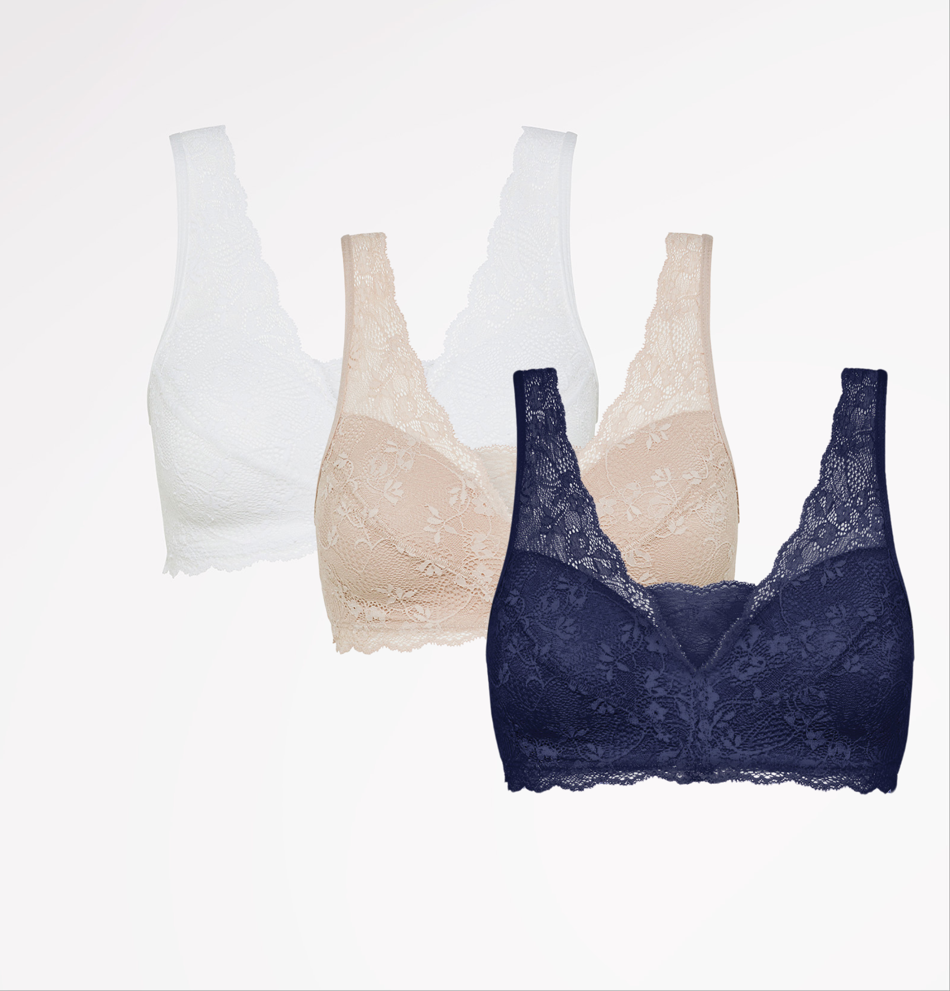 Bra set in natural fabric and biodegradable lace