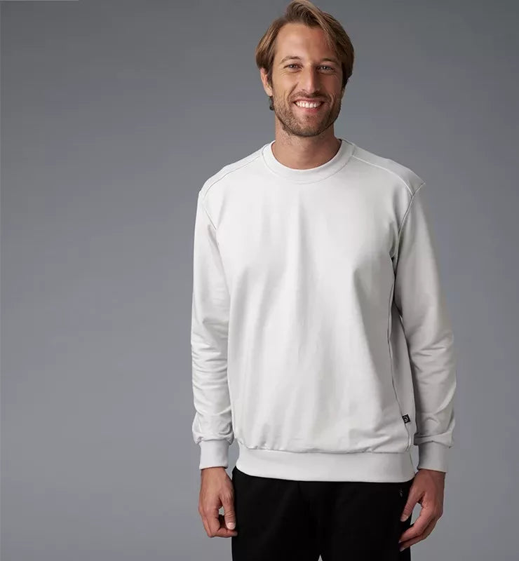 Crew-neck sweatshirt in natural fabric