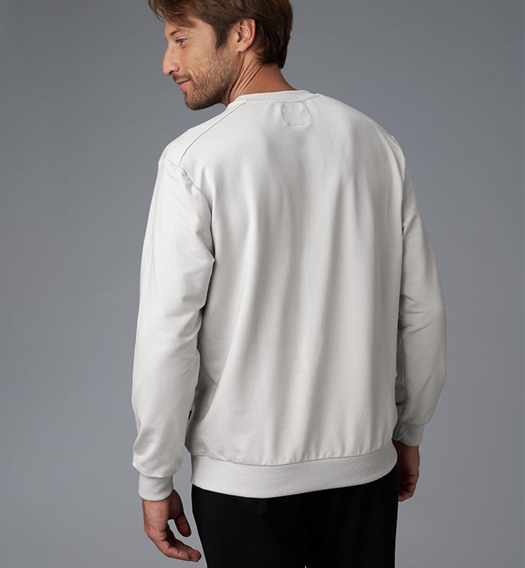 Crew-neck sweatshirt in natural fabric