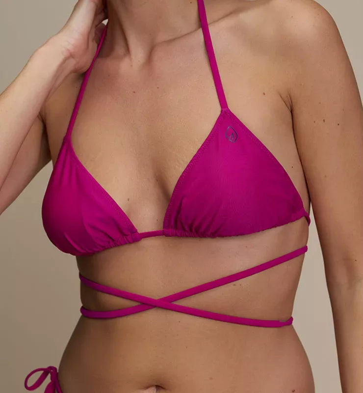 Triangle top with Eco Bikini cup with long laces in ECONYL® regenerated nylon