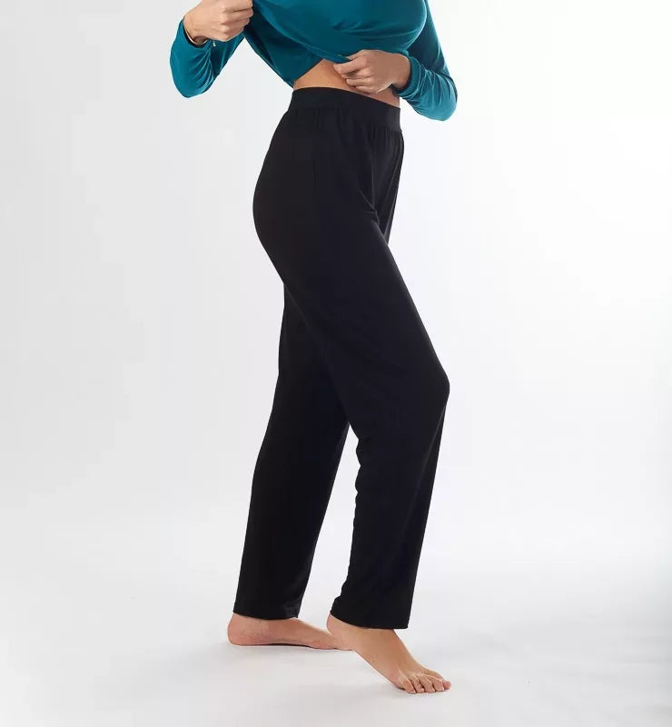 High-waisted lounge trousers in natural fabric