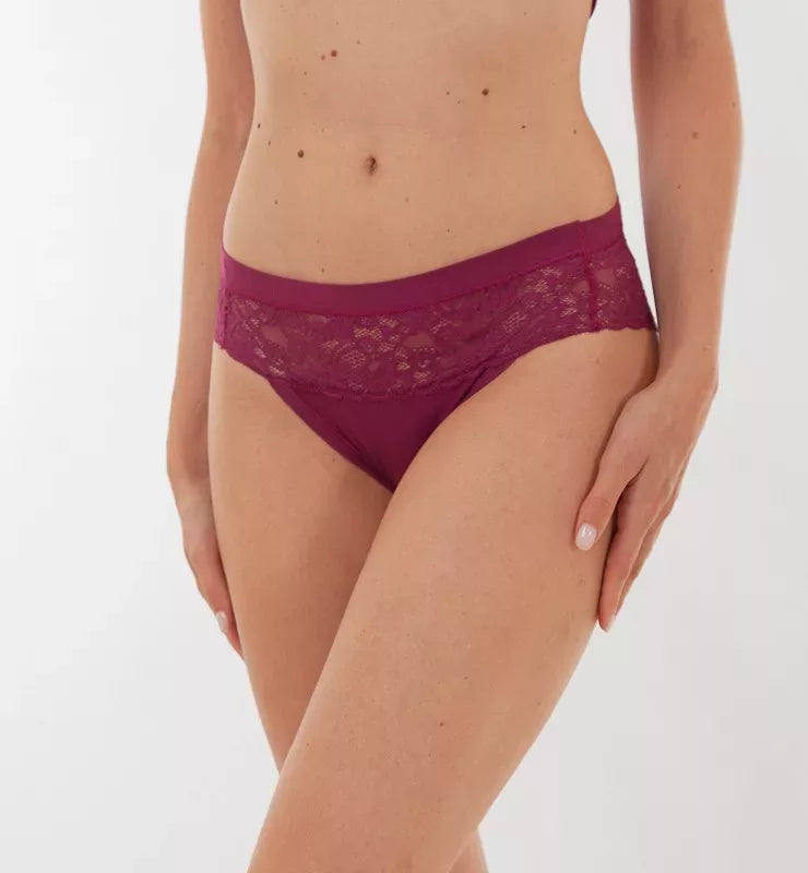 Midi briefs in natural fabric and biodegradable lace
